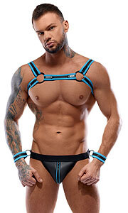 Svenjoyment Johny Jock Bondage Set (Blue), sexy komplet jockstrap a harness M