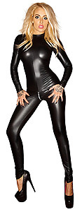 NOIR Wetlook Jumpsuit (Black), kombinéza v mokrém stylu S