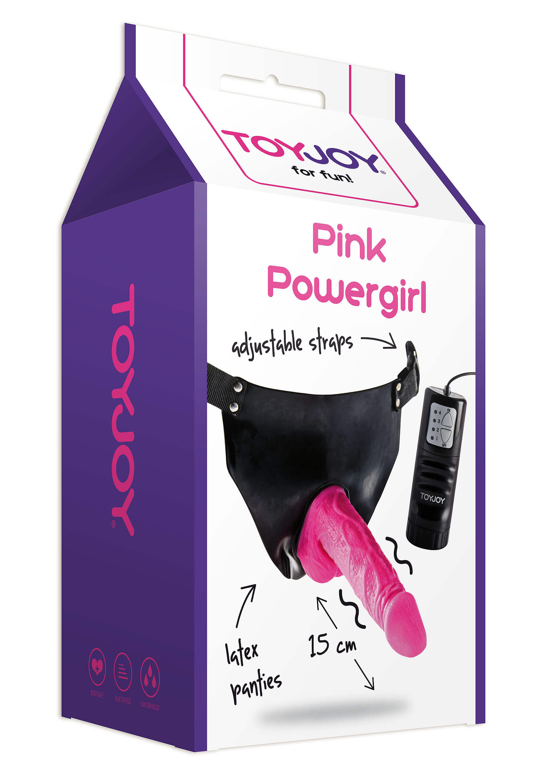 Pink Powergirl - připínací vibrační dildo