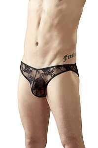 Svenjoyment Lace Briefs černé pánské krajkové slipy M