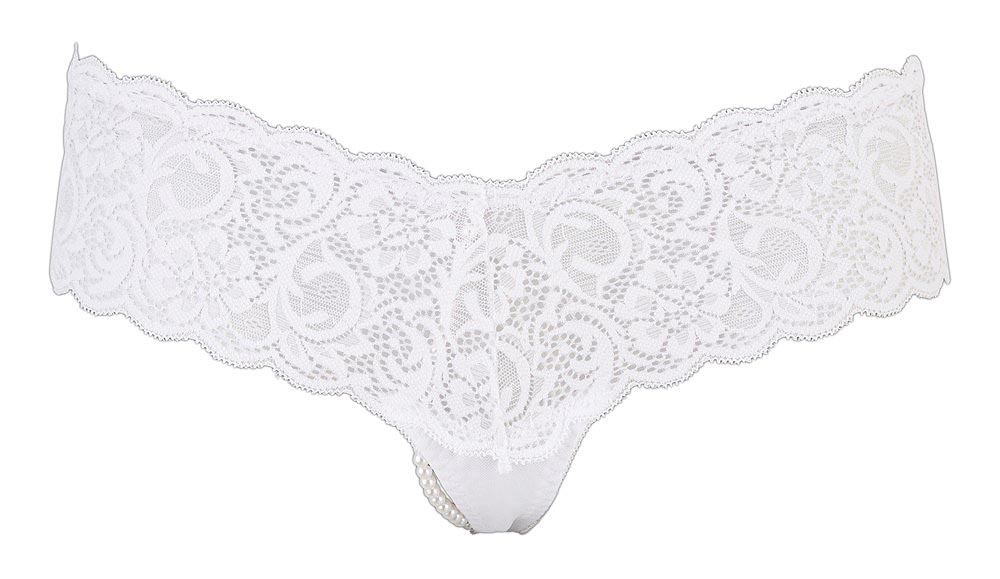 Krajkové kalhotky Cottelli Pearl G-String bílé