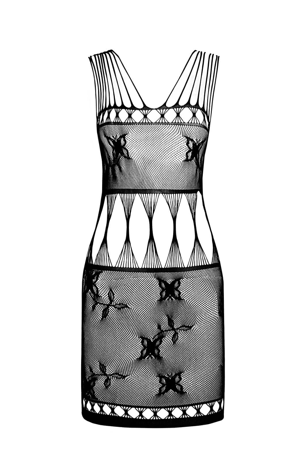 Passion Bodystocking BS090 (Černá), síťované dámské šaty