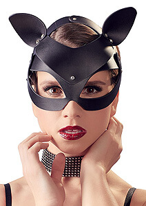 Kočičí fetish maska Bad Kitty Cat Mask Rhinestones