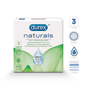 Durex Naturals (3 ks), lubrikované 98% přírodním gelem