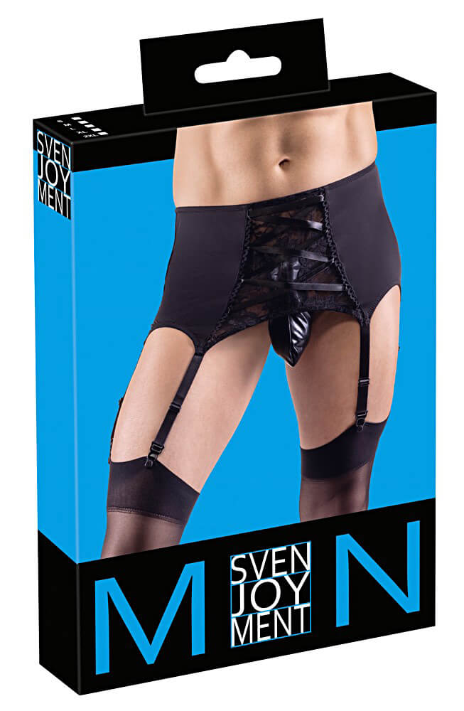 Svenjoyment Suspender Belt (Black), pánský fetish podvazkový pás
