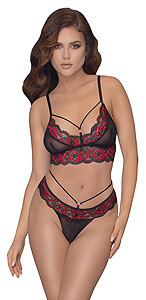 Lulu Set (Black/Red), komplet tanga s podprsenkou