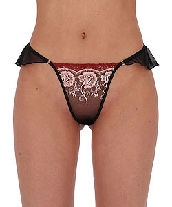 DIANTA Thong (Black), dámská tanga s volány