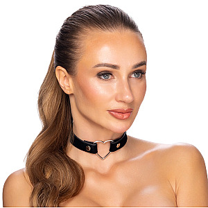 Cotteli Choker with a Heart (Black), matný obojek se srdcem