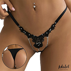 ADALET LINGERIE Emillie Lace Thong with Breads, krajková tanga S/M