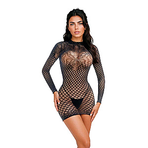 SoftLine Collection Dress Black, černé krajkové minišaty