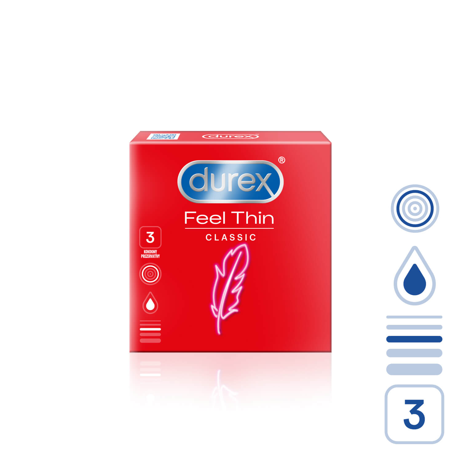 Durex Feel Thin Classic (3ks), tenké kondomy