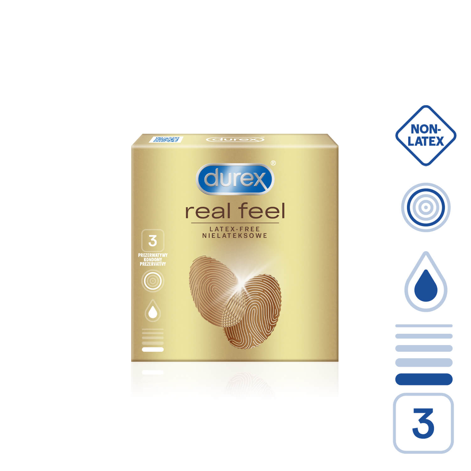Durex Real Feel (3ks), lubrikované bezlatexové kondomy