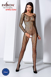 Passion Bodystocking BS068 černý sexy bodystocking s průstřihem