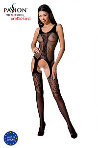 Passion Bodystocking BS072 černý sexy bodystocking s průstřihem