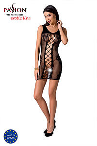 Passion Bodystocking BS073 černé erotické minišaty