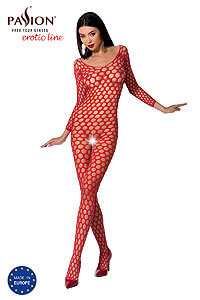 Passion Bodystocking BS077 červený celotělový obleček síťovaný