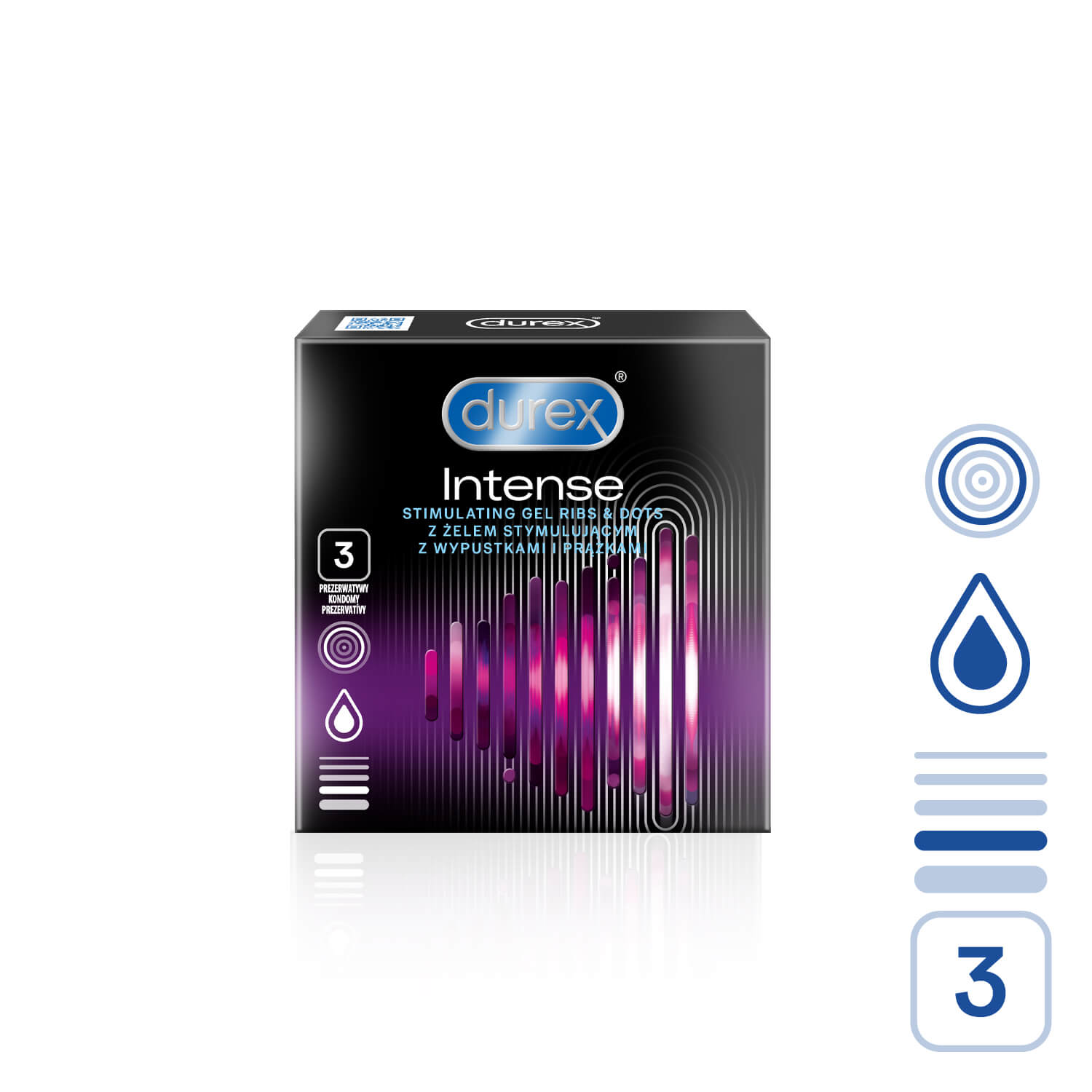 Durex Intense (3ks), dráždivé kondomy s gelem Desirex