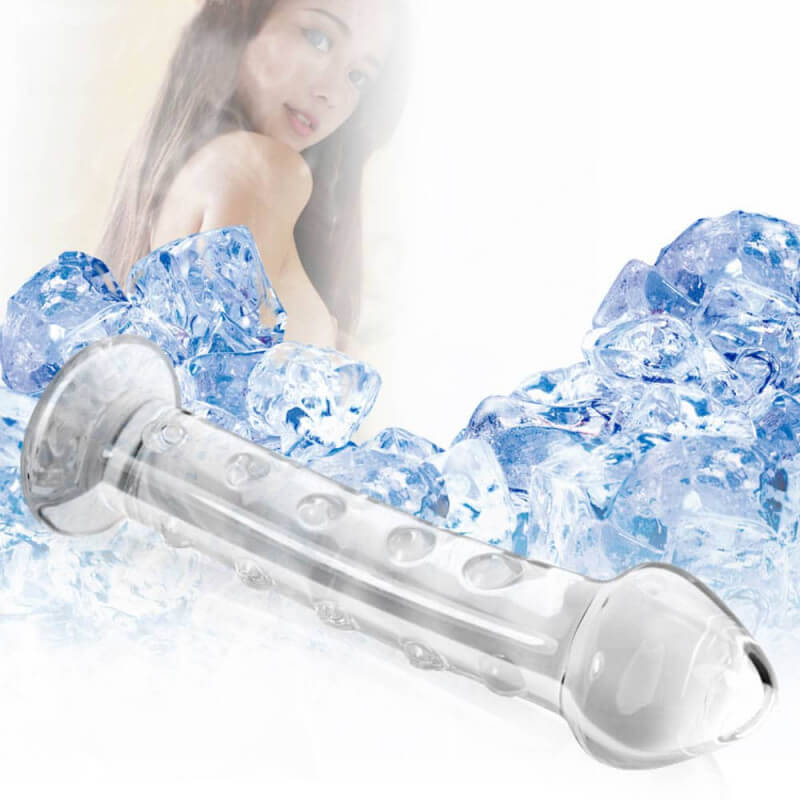 Skleněné dildo vroubkované LoveToy Glass Romance