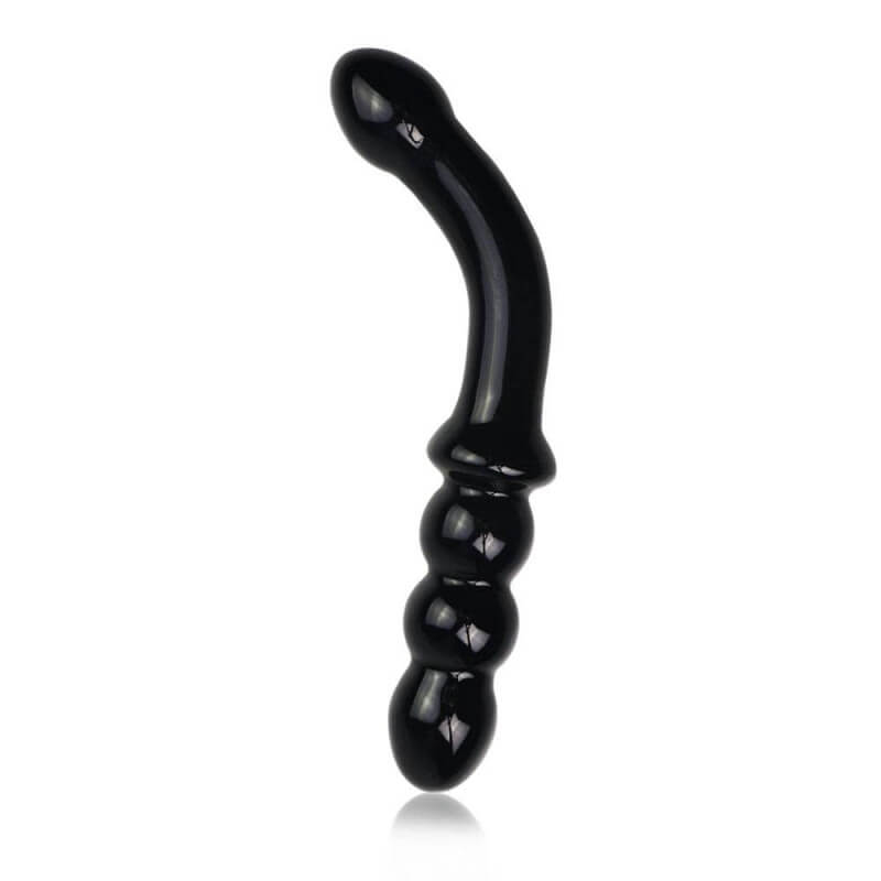 LoveToy Glass Romance černé skleněné dildo