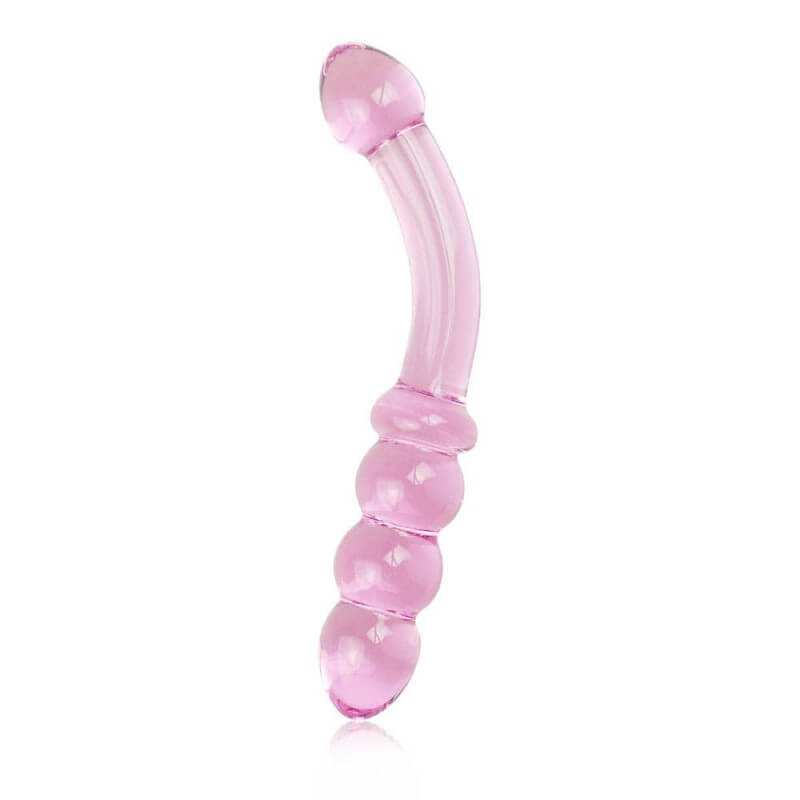 LoveToy Glass Romance růžové skleněné dildo