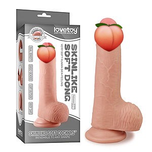 LoveToy Skinlike Soft Cock 7.5" (19 cm), realistické dildo s přísavkou