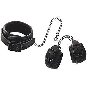 Silný obojek s poutama Fetish Submissive COLLAR AND HANDCUFFS