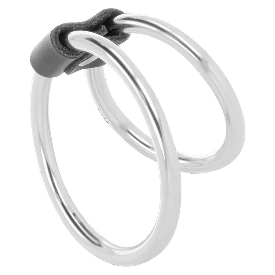 Darkness Double Metal Penis Ring, dvojitý erekční kroužek na penis a varlata, kovový