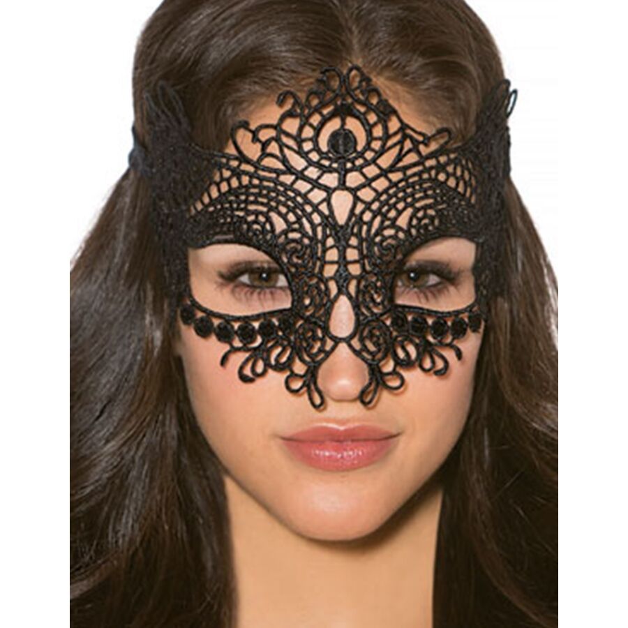 Queen Lingerie Lace Mask černá