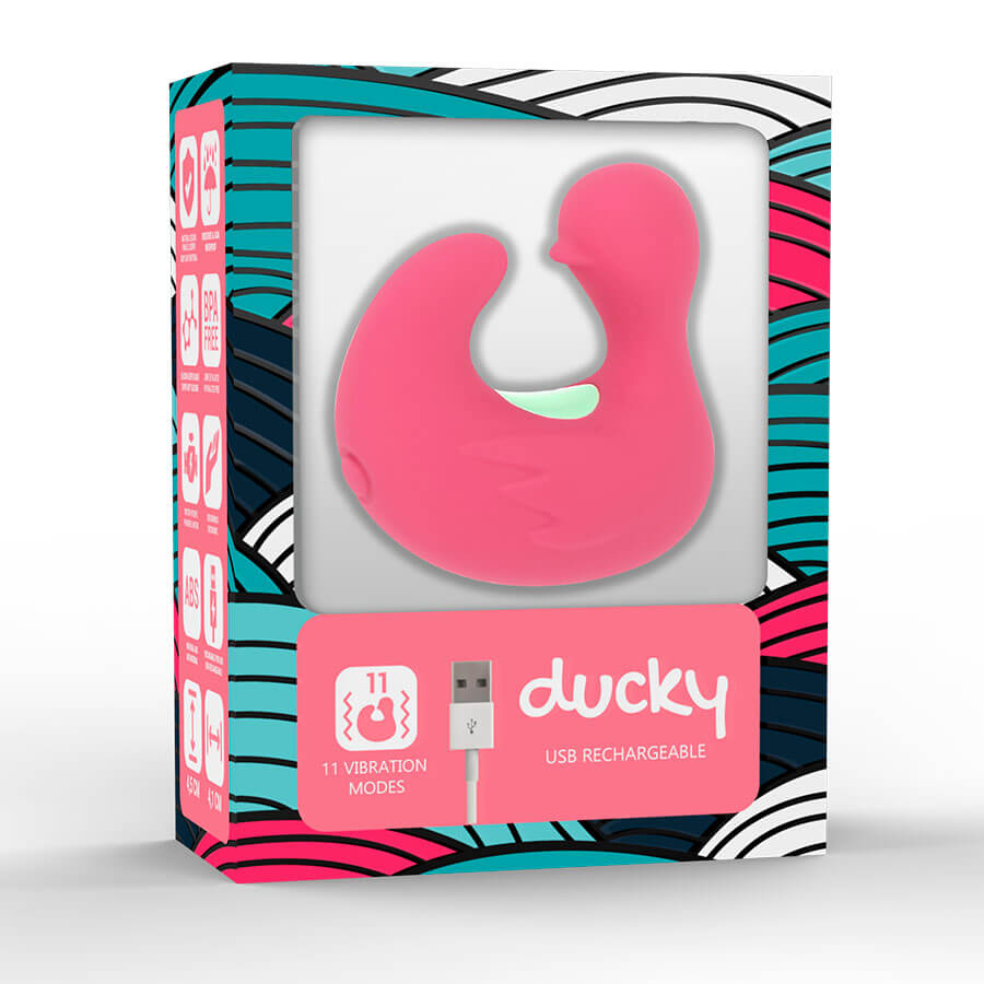 Růžová vibrační kachnička Happy Loky Ducky Vibe na prst