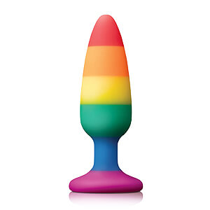 Colours Pride Pleasure Plug Medium (Rainbow), duhový anální kolíček 14 x 3,9 cm
