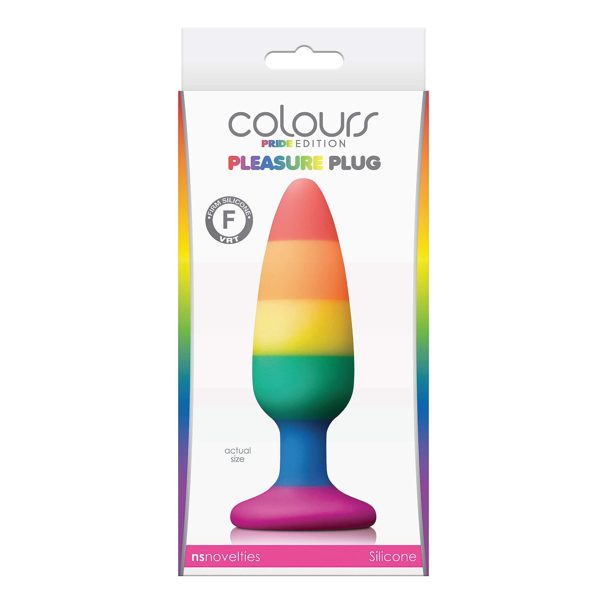 Duhový anální kolíček NS Toys Colours Pride Edition Pleasure Plug Medium Rainbow 11,5 x 3 cm