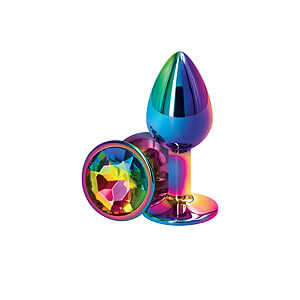 Rear Assets Rainbow Small, vícebarevný anální kolík s diamantem 6,9 cm
