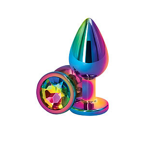 Rear Assets Rainbow Medium, vícebarevný anální kolík s diamantem 8 cm