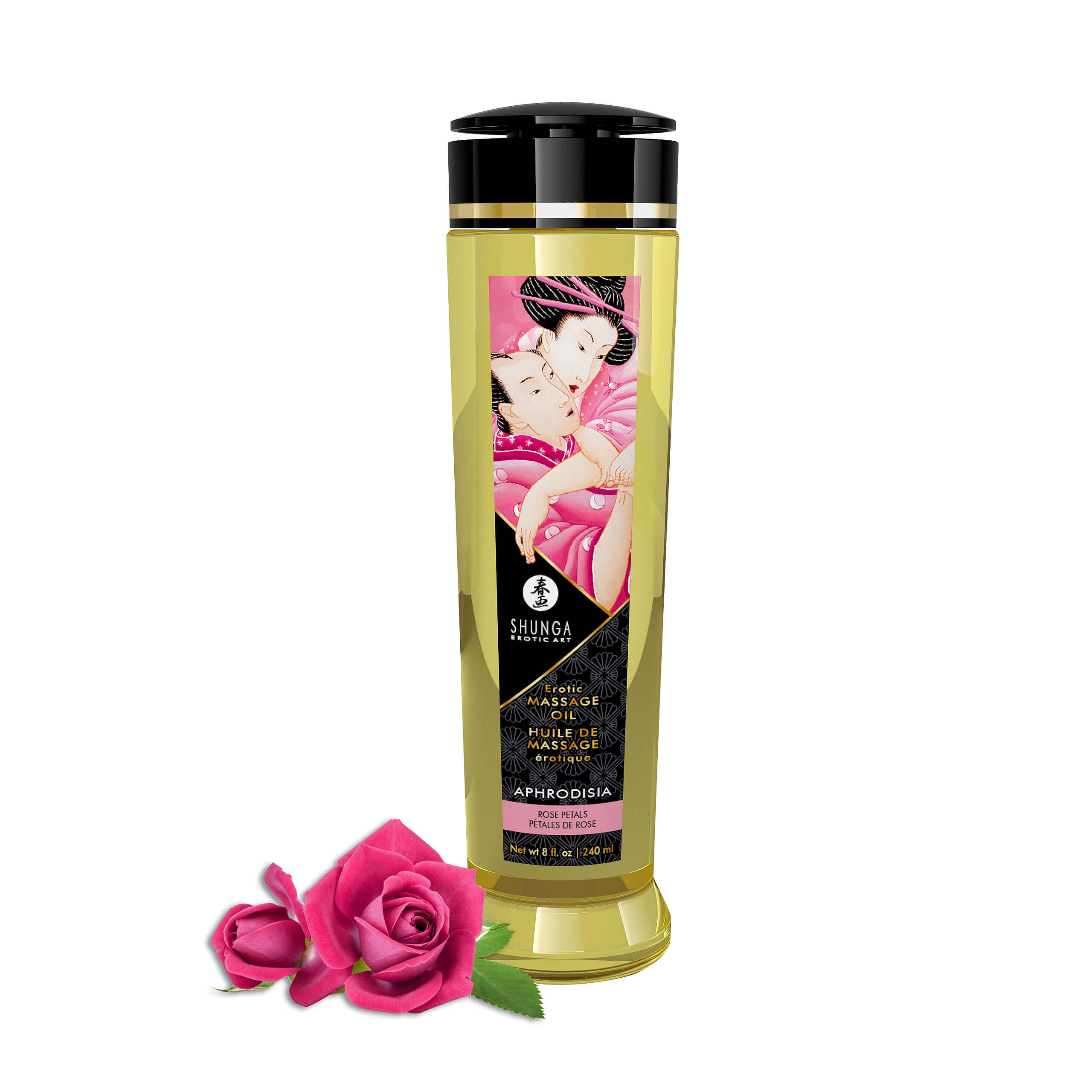 Profesionální masážní olej Shunga Erotic Massage Oil Aphrodisia Roses 240 ml