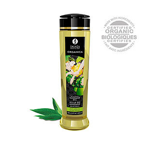 Organický masážní olej Shunga Erotic Massage Oil ORGANICA Exotic Green Tea 240 ml