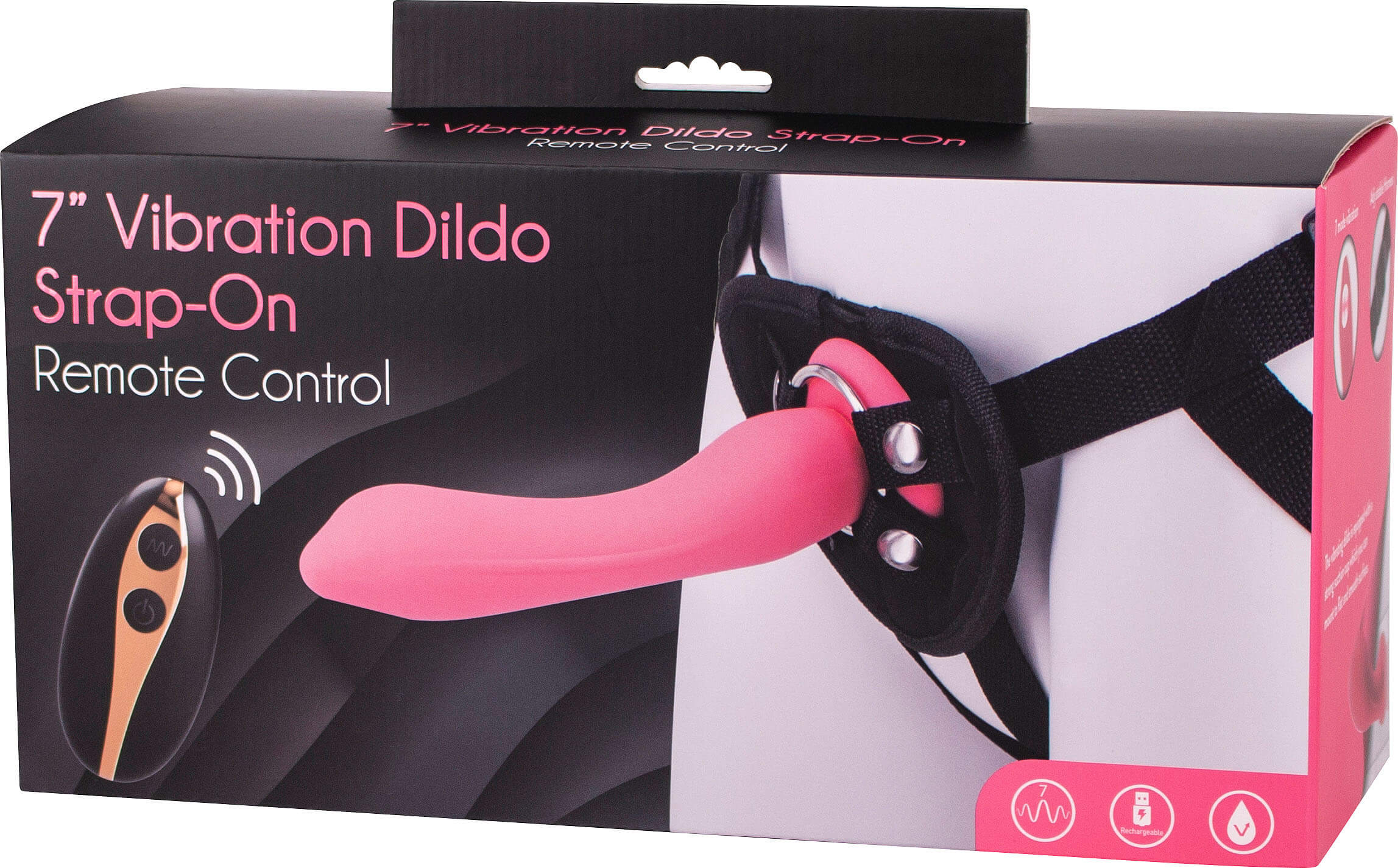 Připínací vibrátor s postrojem Vibrating Dildo Strap-on Pink 7" (18 cm)