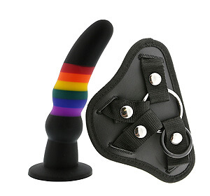 Dream Toys COLORFUL LOVE Strap On Solid Dildo, pride připínací penis