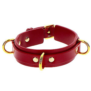 TABOOM Bondage In Luxury D-Ring Collar Deluxe (Red)
