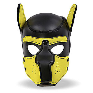 INTOYOU Neoprene Dog Mask (Yellow / Black), fetish maska pes