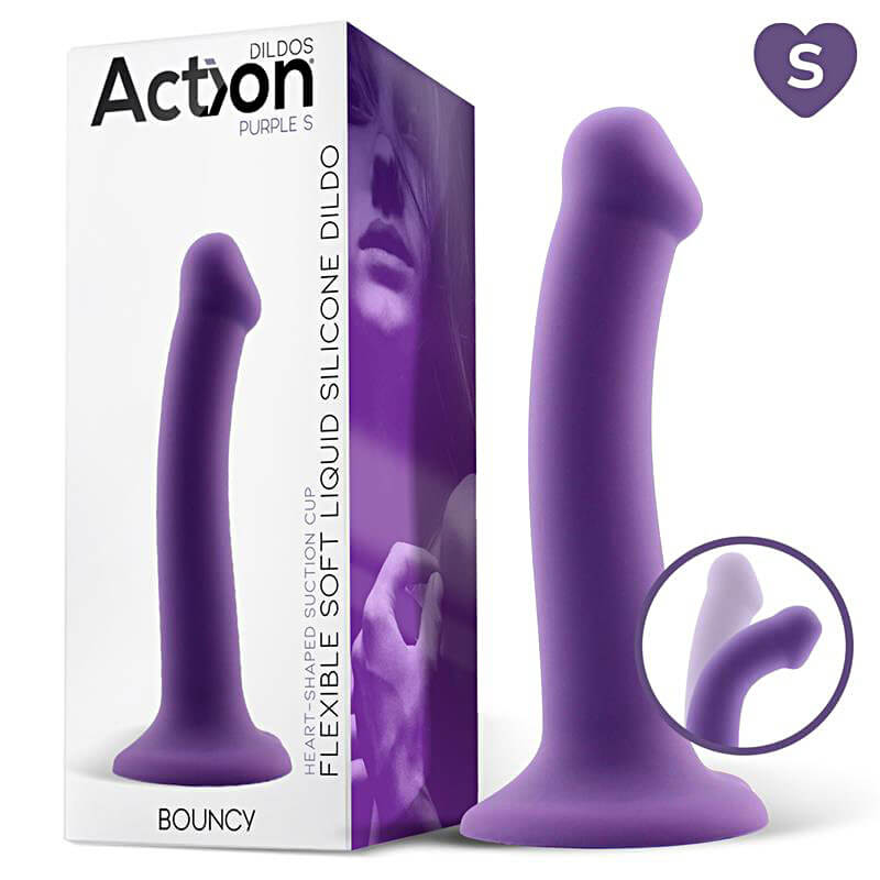 Action Bouncy Liquid Silicone Dildo 6.5″ (16.5 cm / Purple)