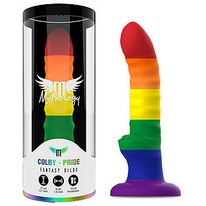 Mythology Colby Pride M (17 cm), duhové silikonové dildo