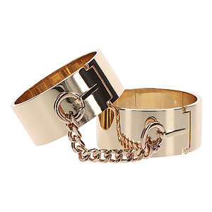 TABOOM Dona Slave Wrist Cuffs (Gold), módní doplněk kovová pouta