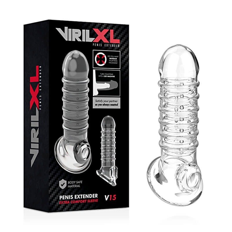VirilXL Penis Extender V15 (Transparent), návlek na penis a varlata