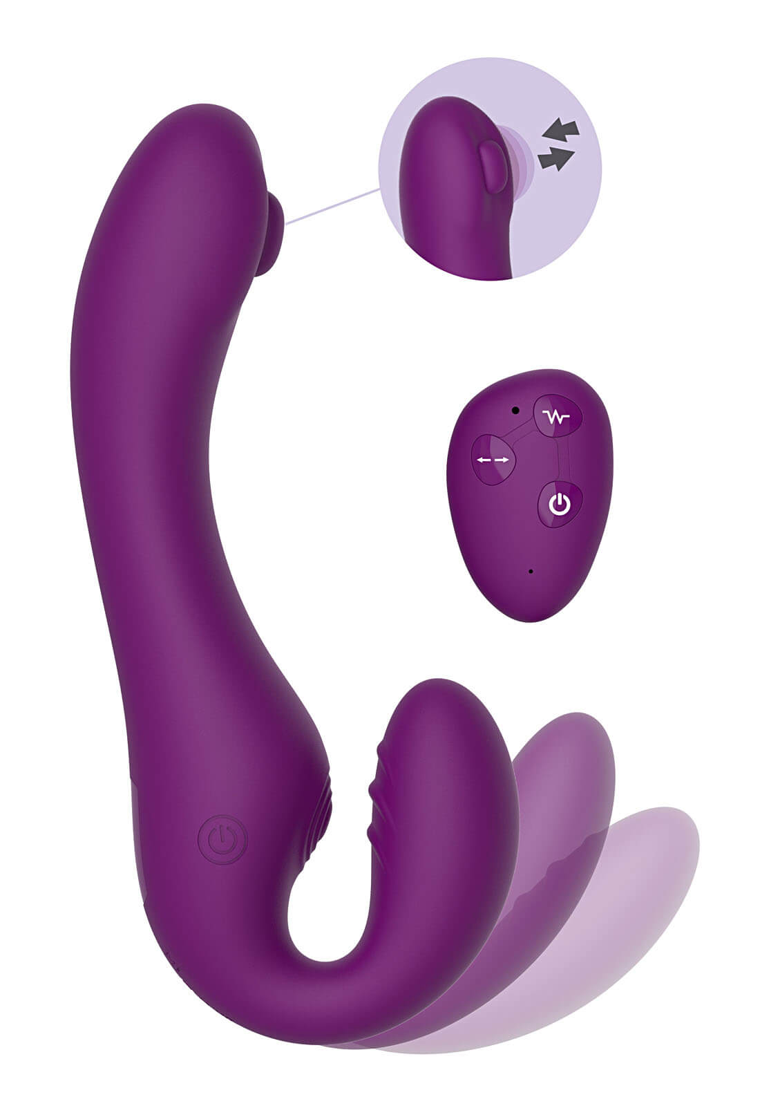 XoCoon Strapless Strapon Pulse Vibe (Purple), vibrátor pro dominantní ženy