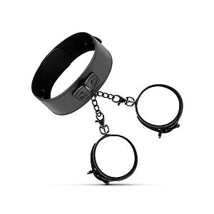 Bedroom Fantasies Collar & Wrist Cuffs (Black), fetiš sada obojek a pouta
