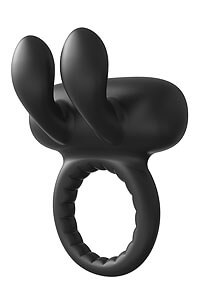 RAMROD Rabbit Vibe Cockring (Black), erekční kroužek králíček vibrační