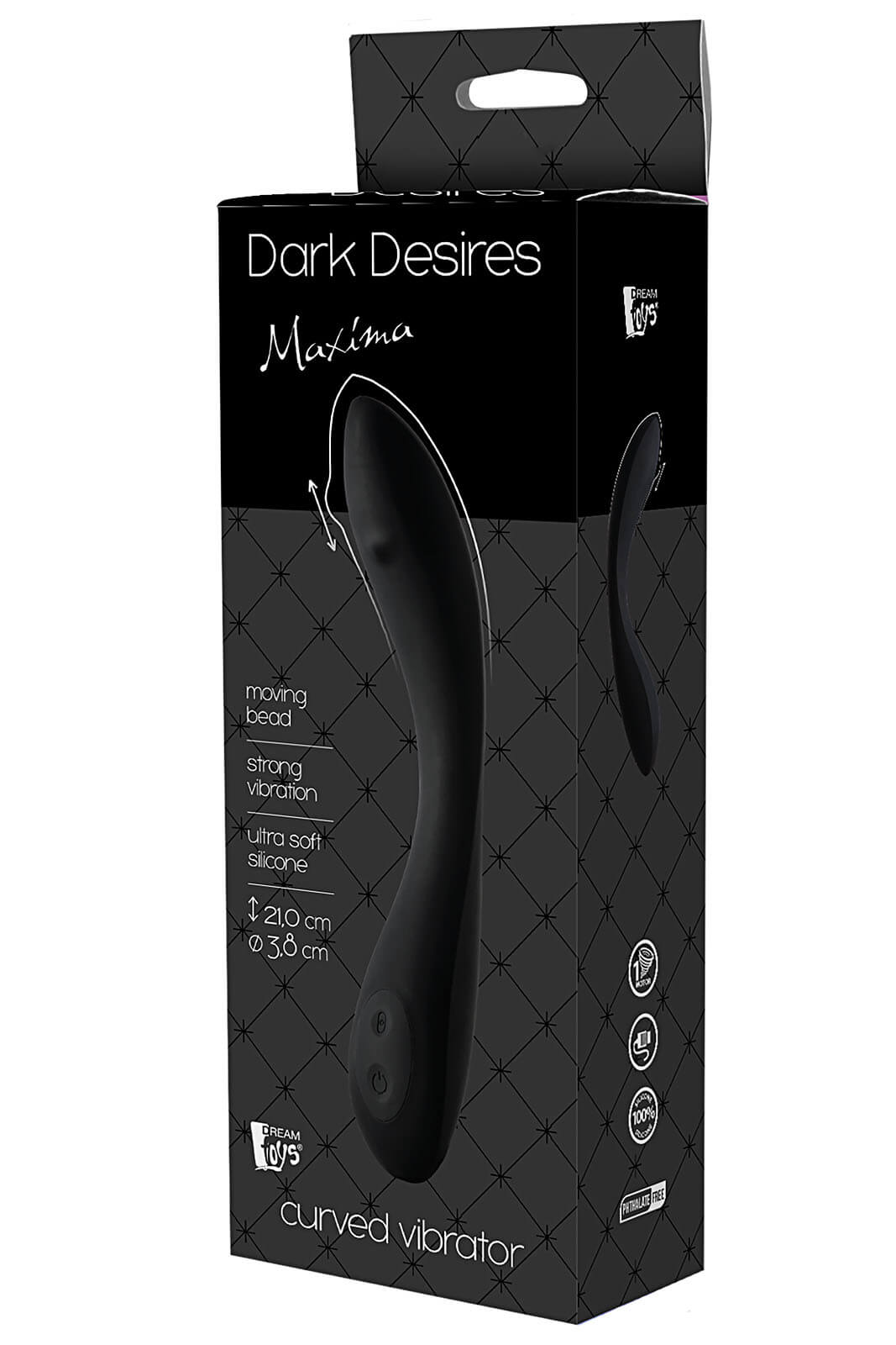 Dream Toys Dark Desires Maxima (Black), vibrátor s G-spot kuličkou