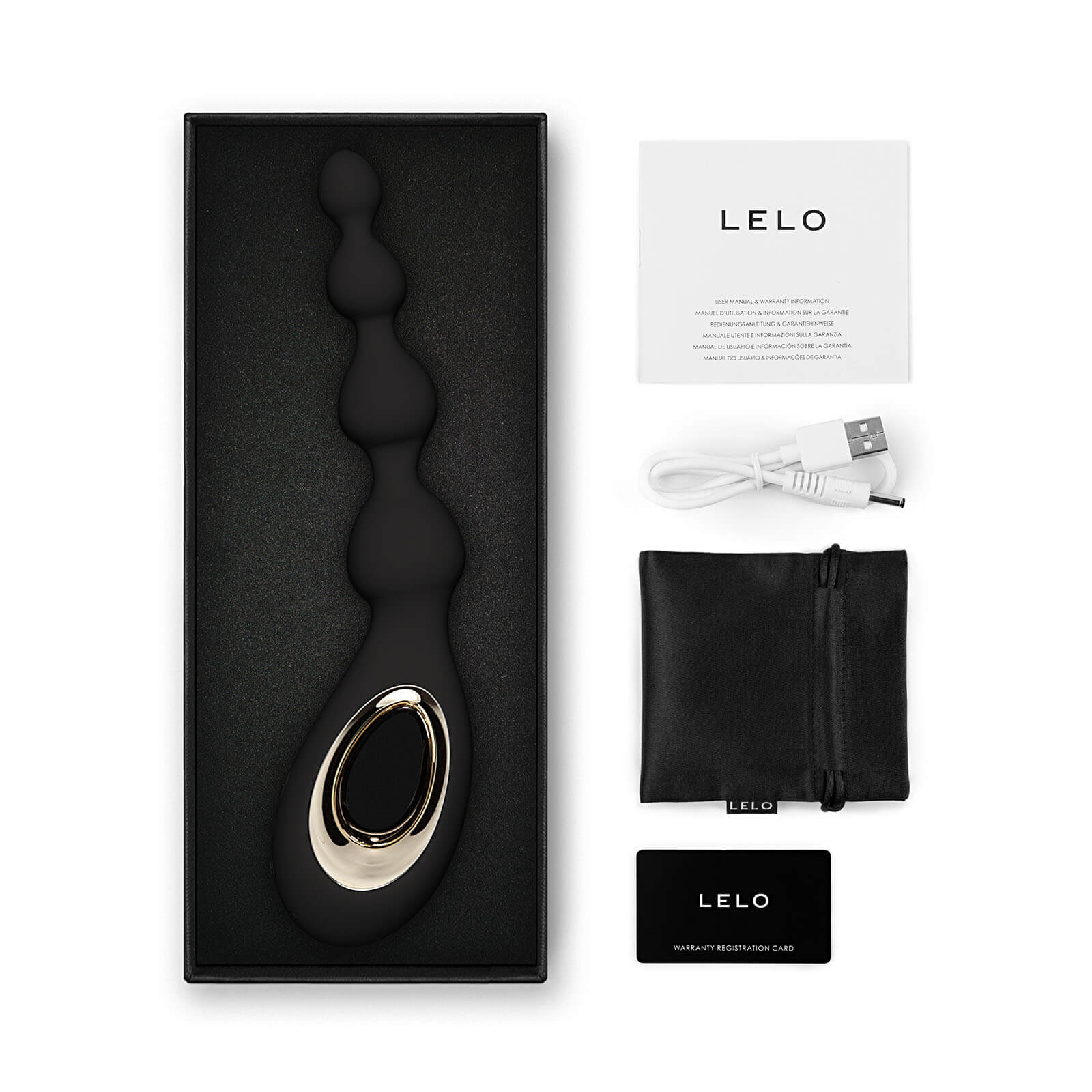 LELO Soraya Beads (Black), anální vibrační kuličky