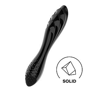 Satisfyer Dazzling Crystal (Black), oboustranné skleněné dildo