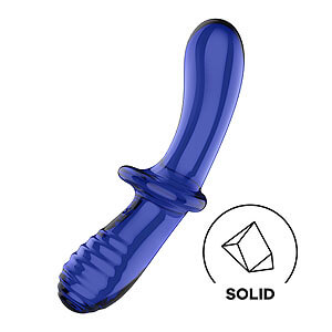 Satisfyer Double Crystal (Blue), oboustranné skleněné dildo